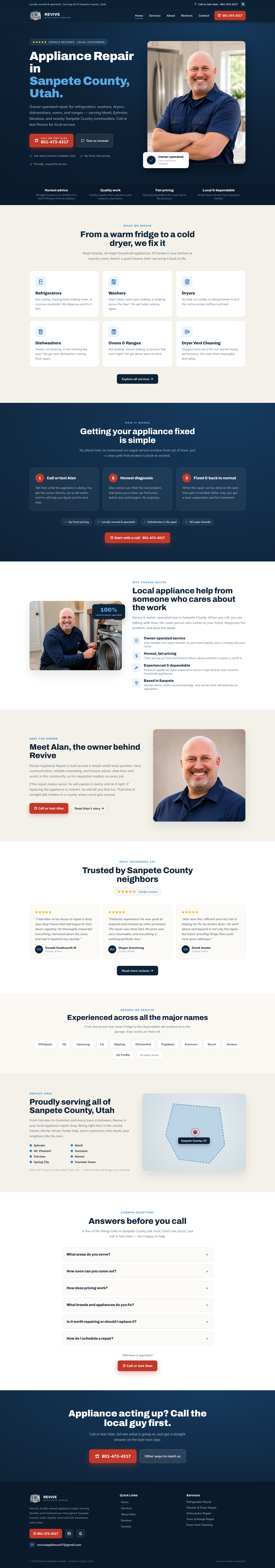 Full-page capture of the Revive Appliance Repair website